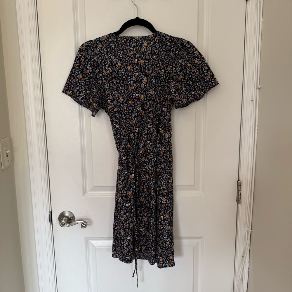Madewell Black Floral Wrap Dress